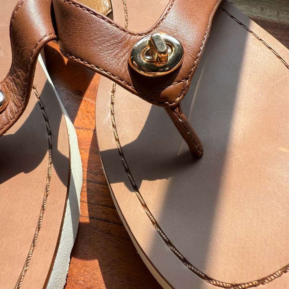 Coach Women's Brown Leather Sandals- Size 9.5 - Picture 7 of 7